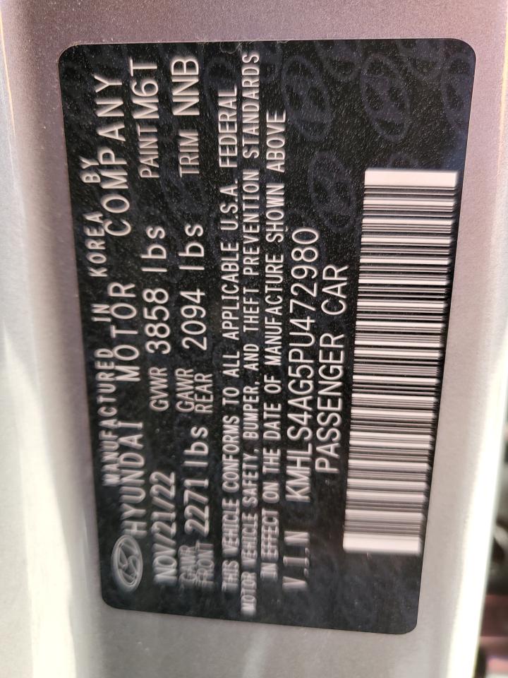 2023 HYUNDAI ELANTRA SEL VIN:KMHLS4AG5PU472980