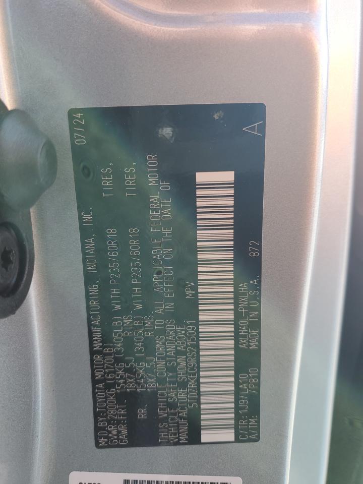 2024 TOYOTA SIENNA LIMITED VIN:5TDZRKEC9RS215091