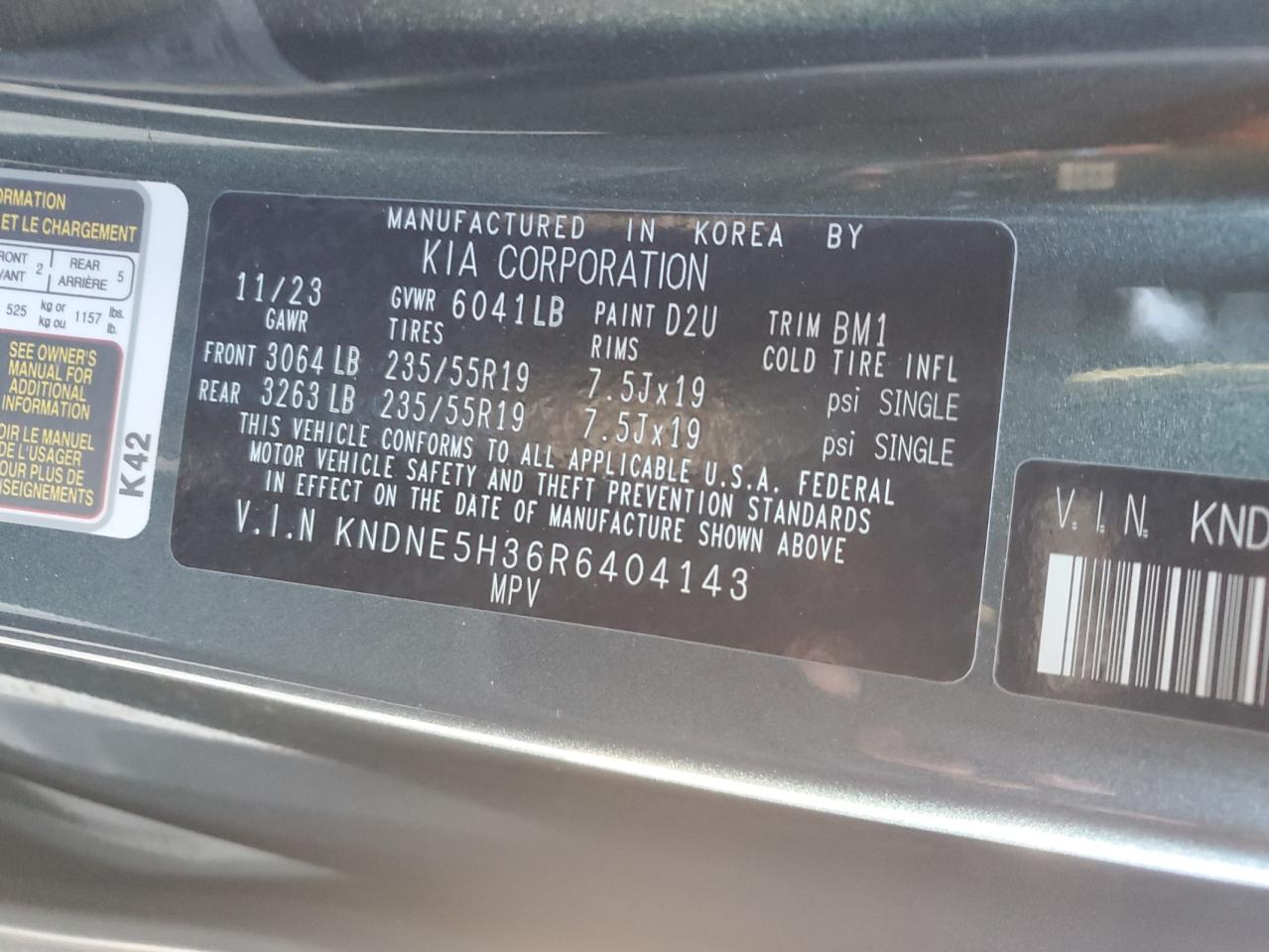 2024 KIA CARNIVAL SX VIN:KNDNE5H36R6404143