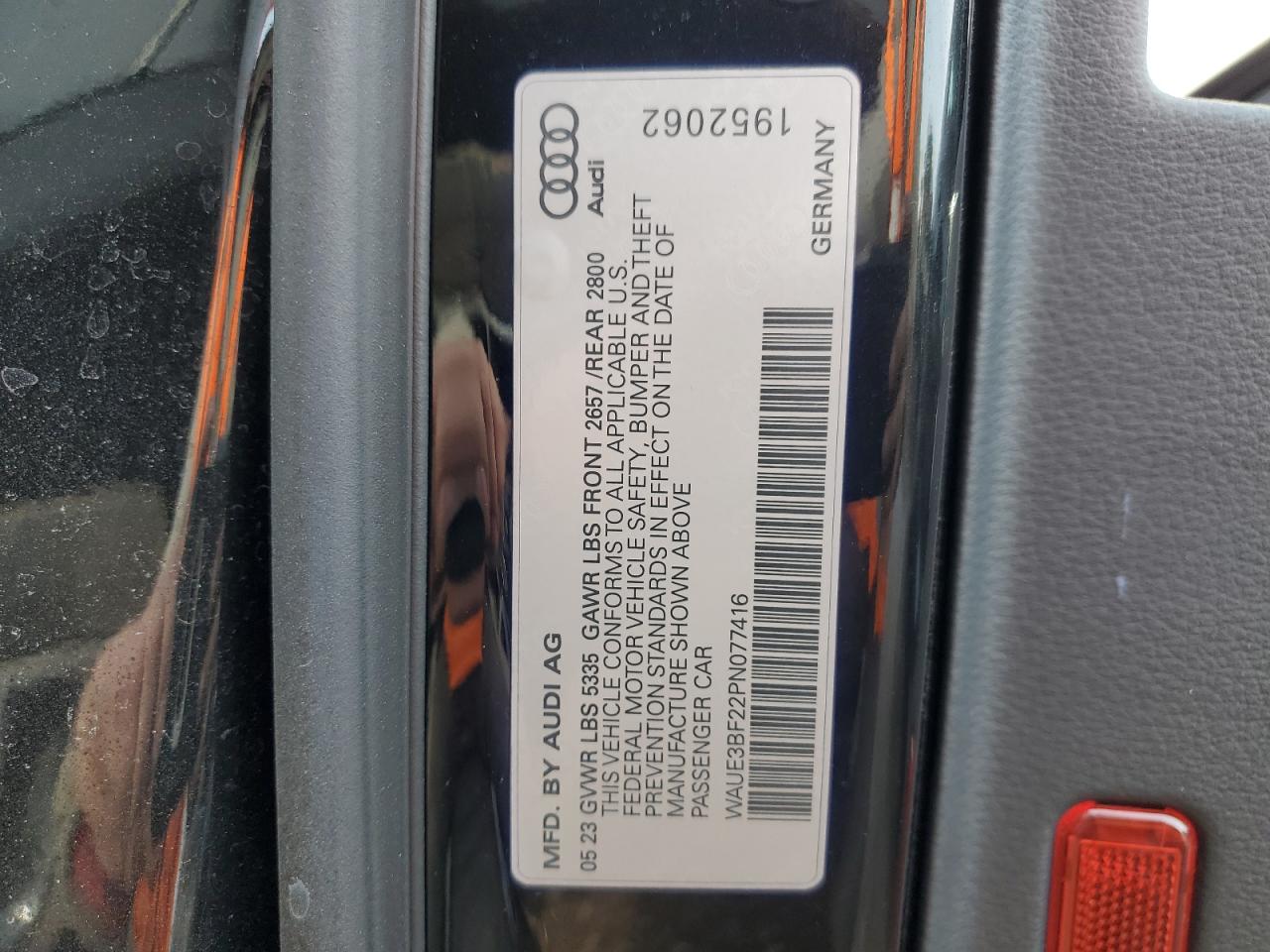 2023 AUDI A6 PREMIUM PLUS VIN:WAUE3BF22PN077416