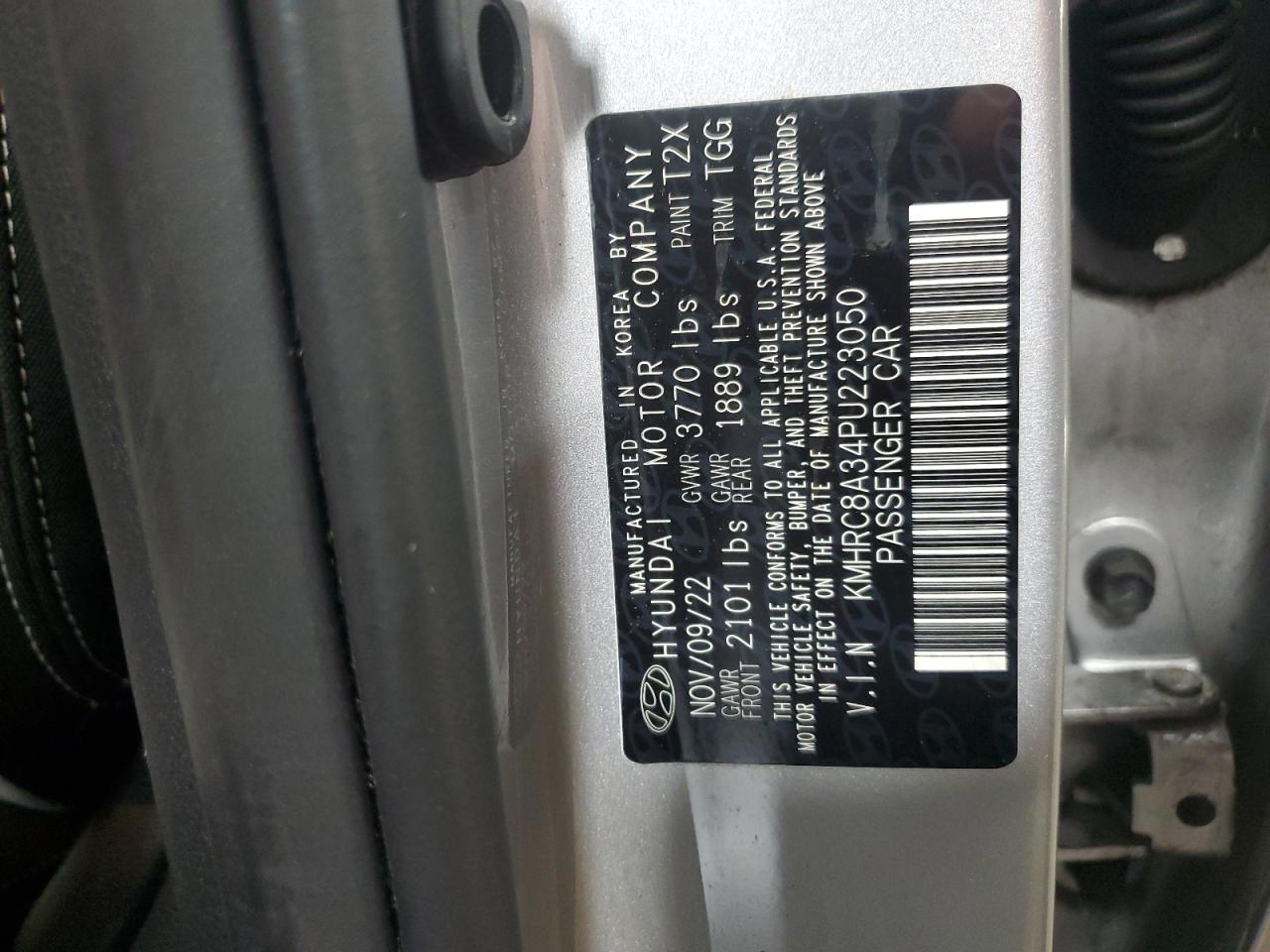 2023 HYUNDAI VENUE SEL VIN:KMHRC8A34PU223050