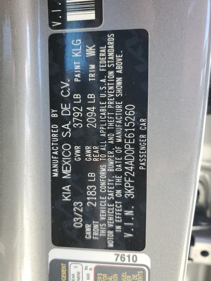 2023 KIA FORTE LX VIN:3KPF24AD0PE615260