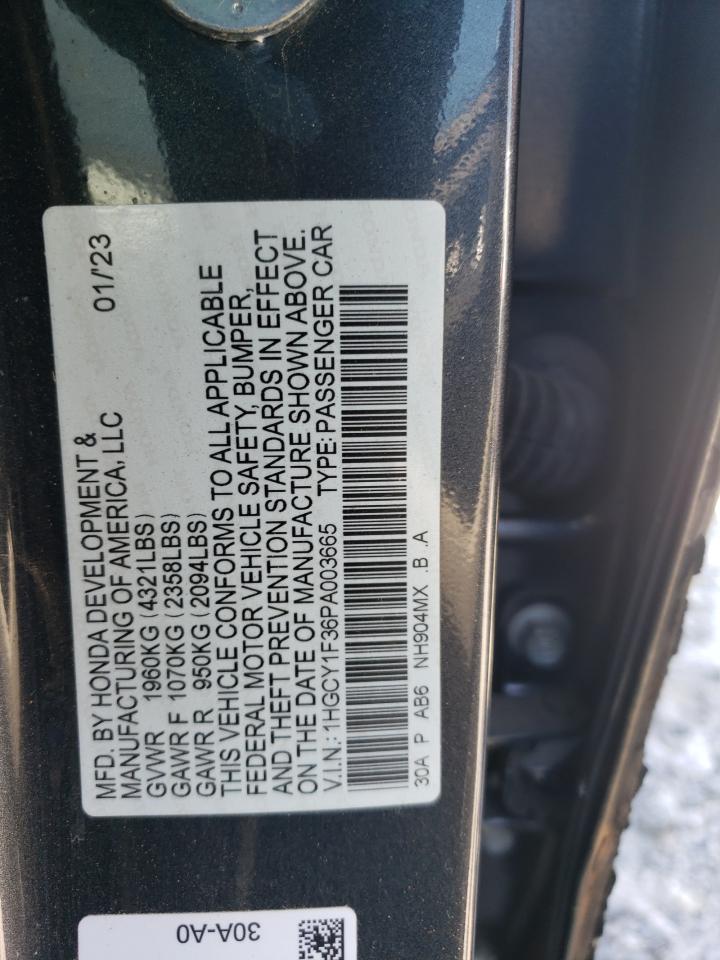 2023 HONDA ACCORD EX VIN:1HGCY1F36PA003665