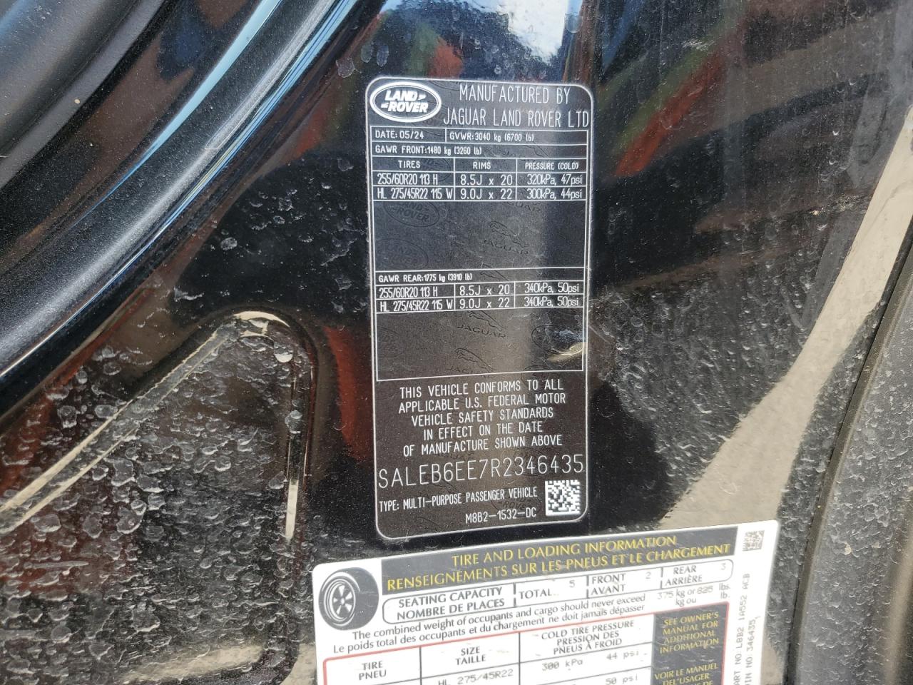 2024 LAND ROVER DEFENDER 90 VIN:SALEB6EE7R2346435