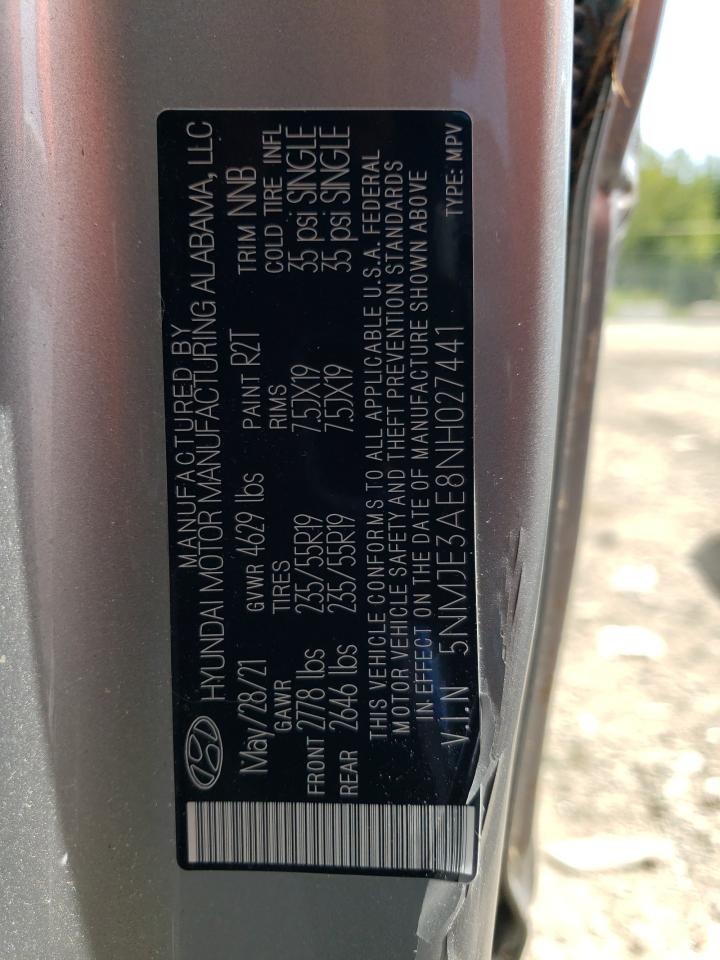 2022 HYUNDAI TUCSON LIMITED VIN:5NMJE3AE8NH027441