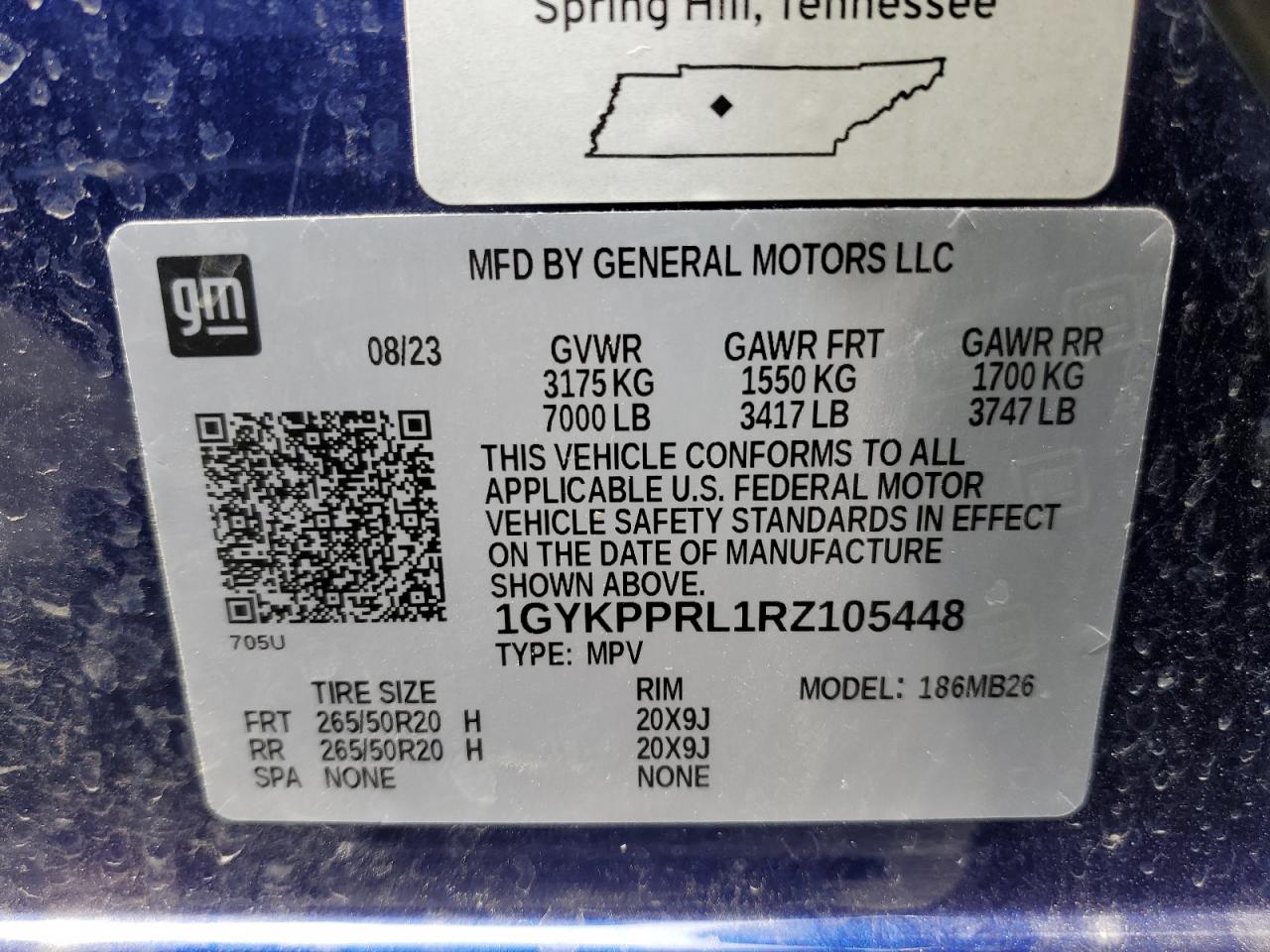 2024 CADILLAC LYRIQ LUXURY VIN:1GYKPPRL1RZ105448