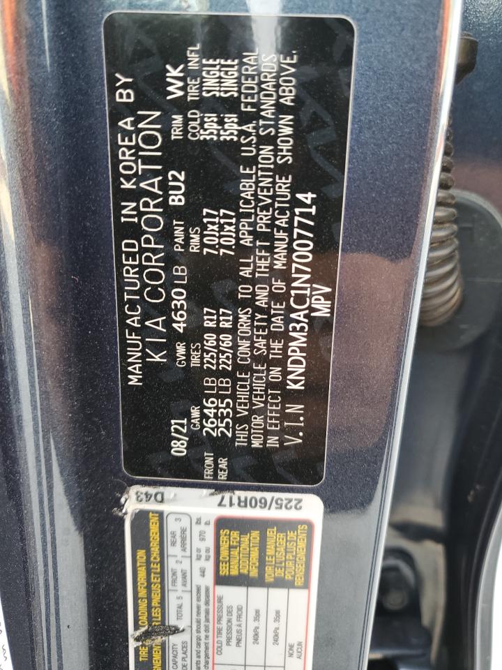 2022 KIA SPORTAGE LX VIN:KNDPM3AC1N7007714