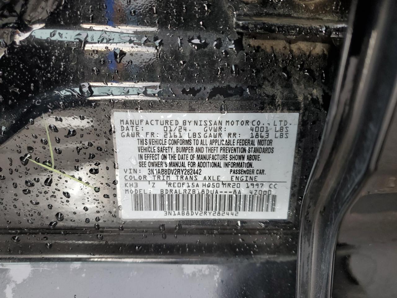2024 NISSAN SENTRA SR VIN:3N1AB8DV2RY282442