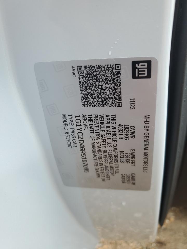 2024 CHEVROLET CORVETTE STINGRAY 3LT VIN:1G1YC2D46R5107095