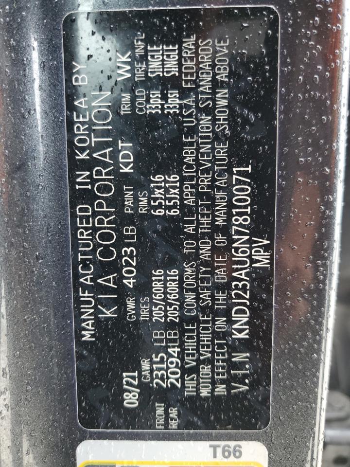 2022 KIA SOUL LX VIN:KNDJ23AU6N7810071