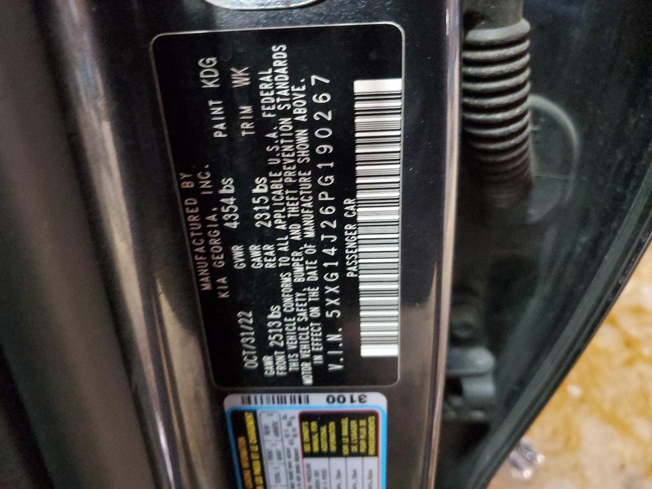 2023 KIA K5 LXS VIN:5XXG14J26PG190267