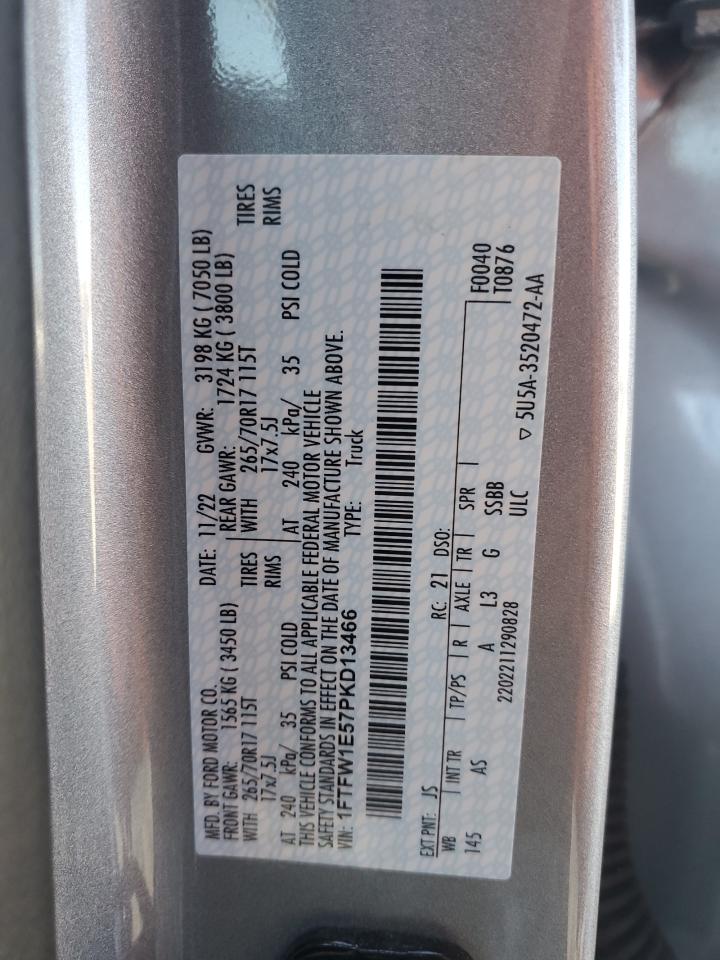 2023 FORD F150 SUPERCREW VIN:1FTFW1E57PKD13466