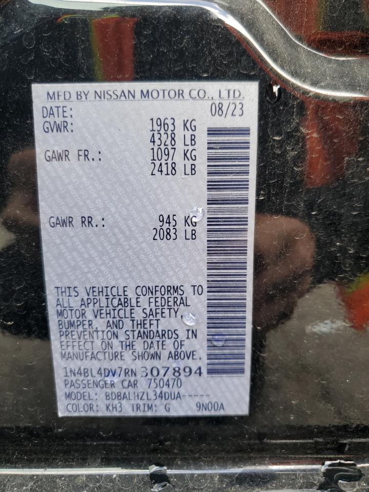 2024 NISSAN ALTIMA SV VIN:1N4BL4DV7RN307894