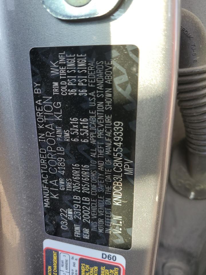 2022 KIA NIRO LX VIN:KNDCB3LC8N5549339