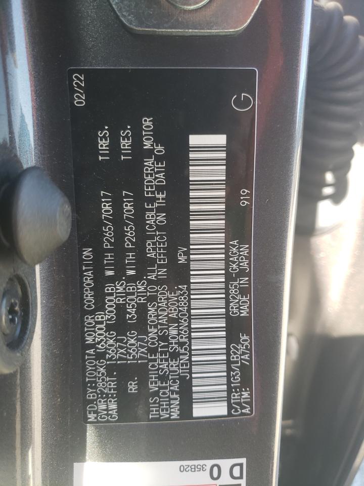 2022 TOYOTA 4RUNNER SR5/SR5 PREMIUM VIN:JTENU5JR6N6048834