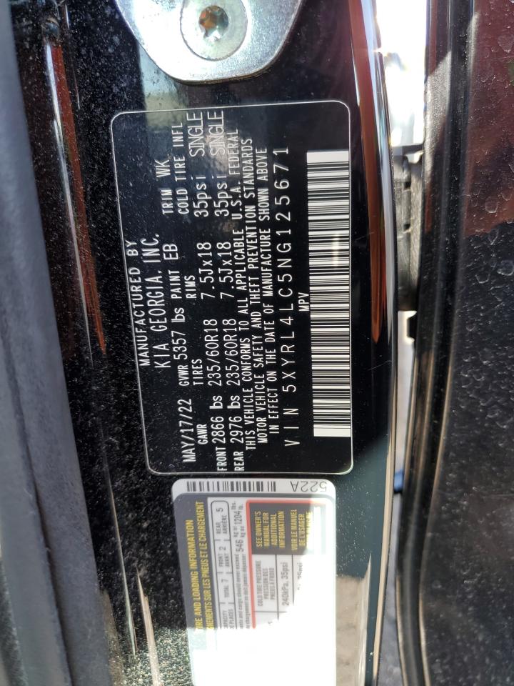 2022 KIA SORENTO S VIN:5XYRL4LC5NG125671