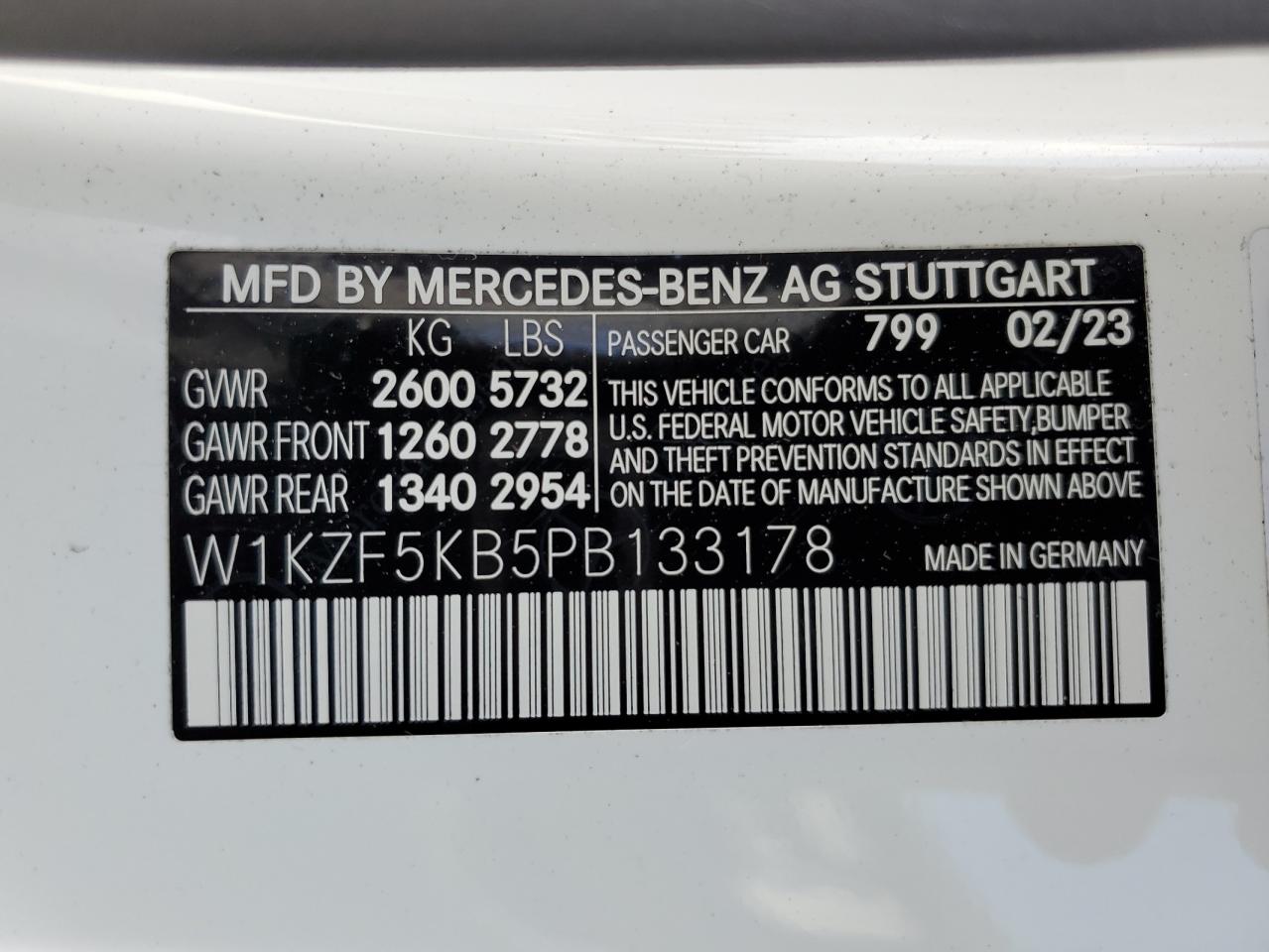 2023 MERCEDES-BENZ E 450 4MATIC VIN:W1KZF5KB5PB133178