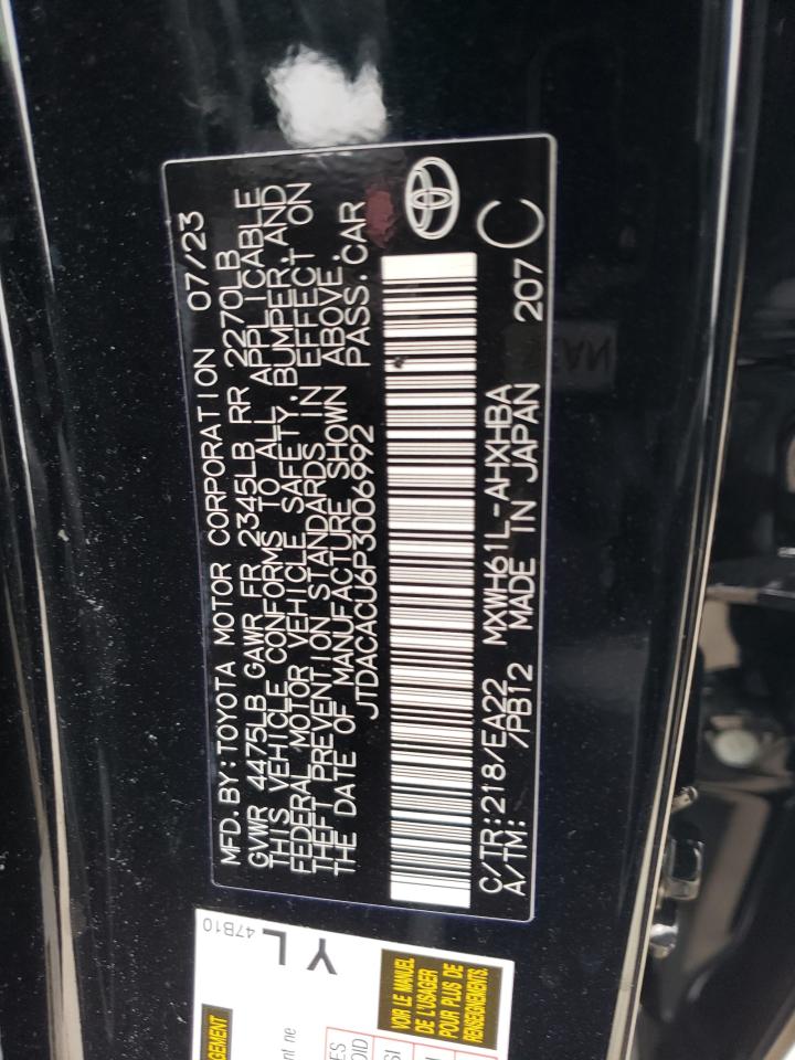 2023 TOYOTA PRIUS PRIME SE VIN:1GNDS13S632413653