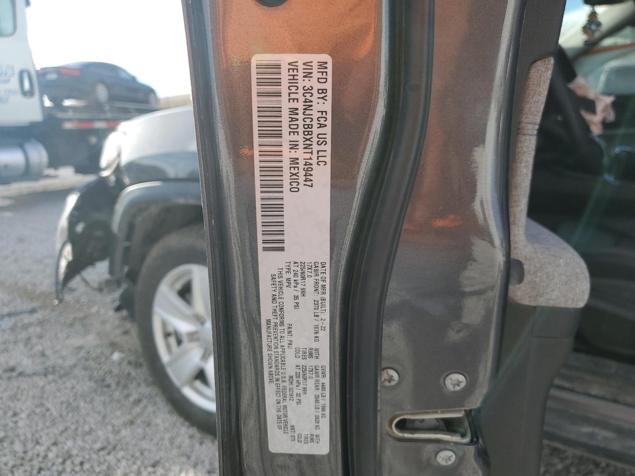 2022 JEEP COMPASS LATITUDE VIN:3C4NJCBBXNT149447