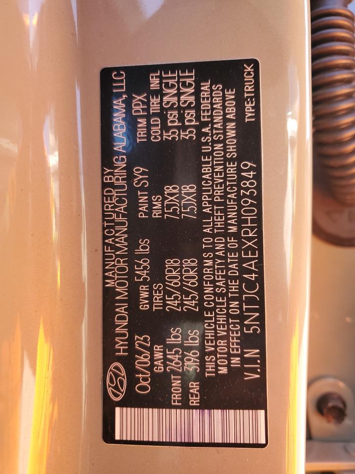 2024 HYUNDAI SANTA CRUZ SEL VIN:5NTJC4AEXRH093849