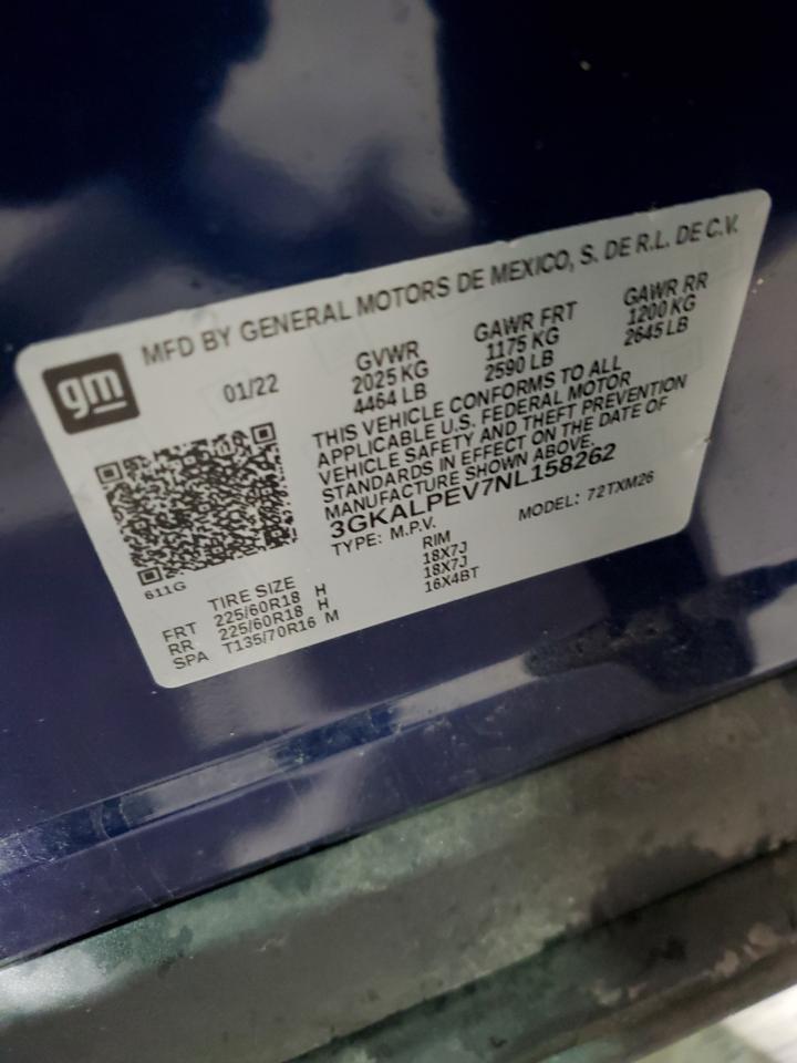 2022 GMC TERRAIN SLT VIN:3GKALPEV7NL158262