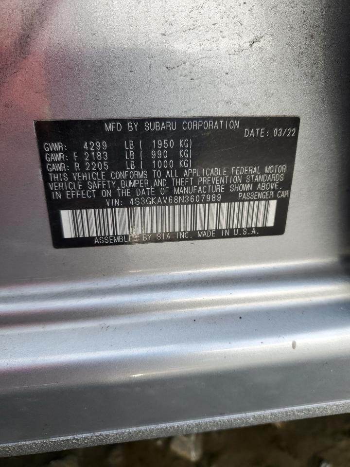 2022 SUBARU IMPREZA PREMIUM VIN:4S3GKAV68N3607989