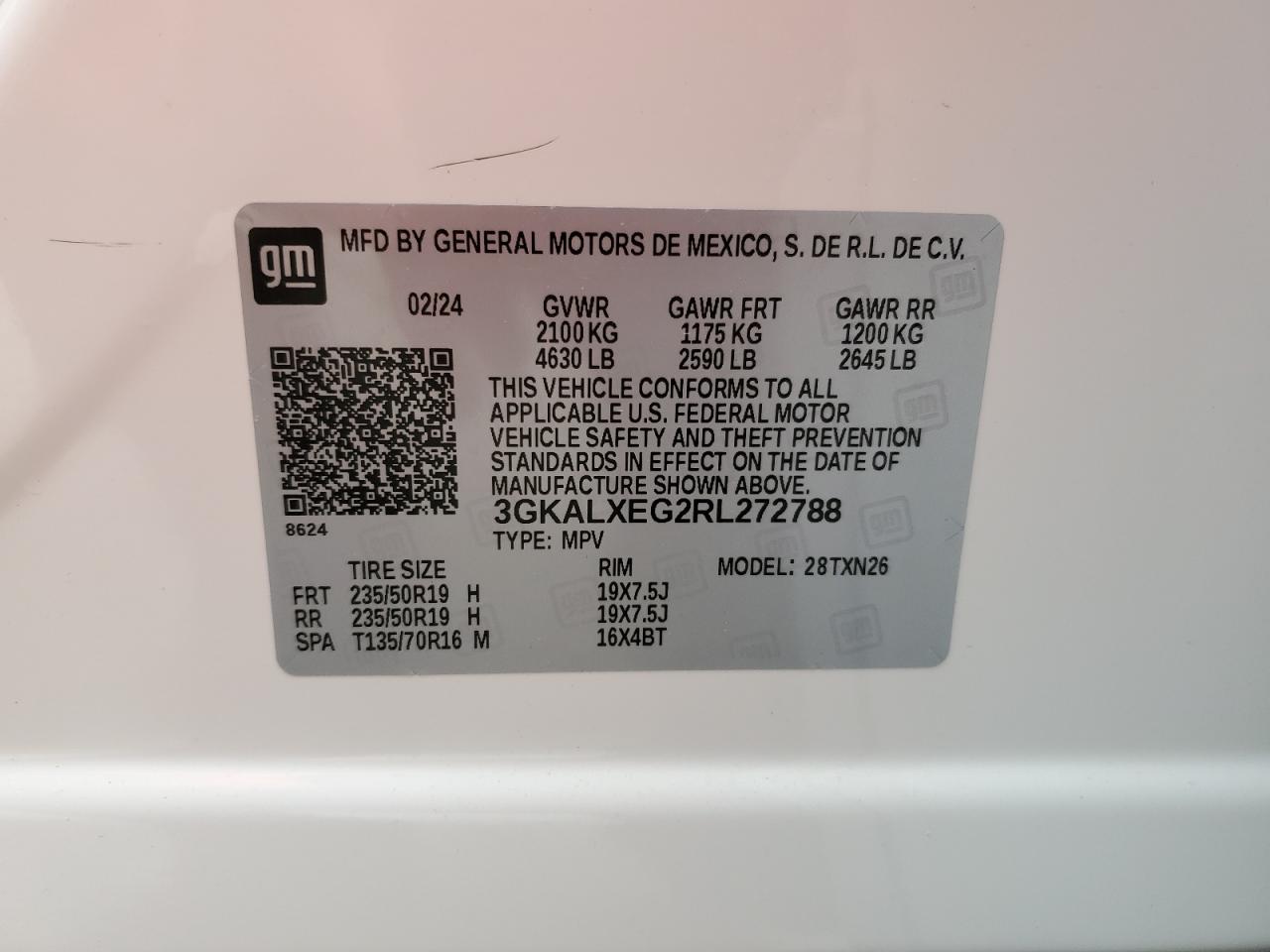 2024 GMC TERRAIN DENALI VIN:3GKALXEG2RL272788