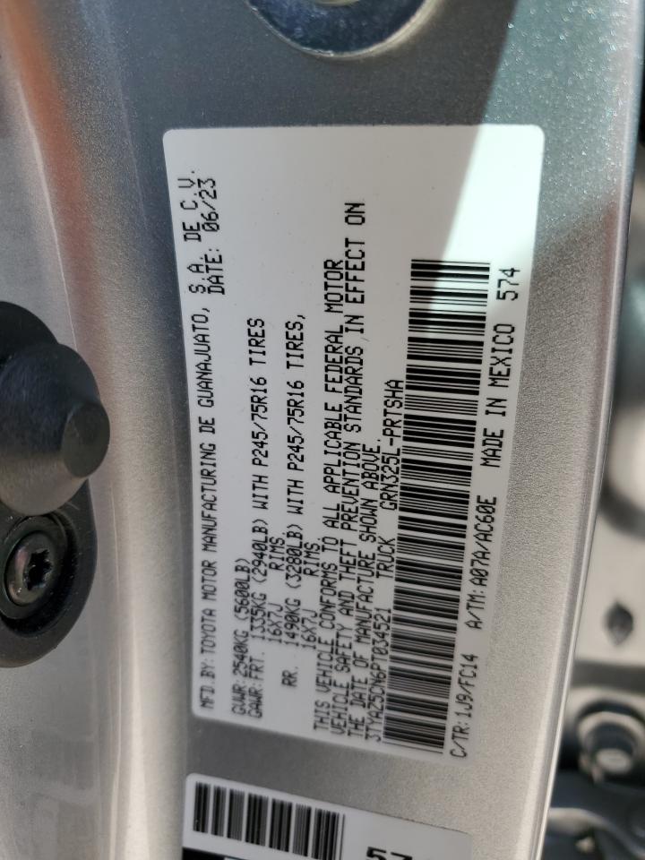 2023 TOYOTA TACOMA DOUBLE CAB VIN:3TYAZ5CN6PT034521