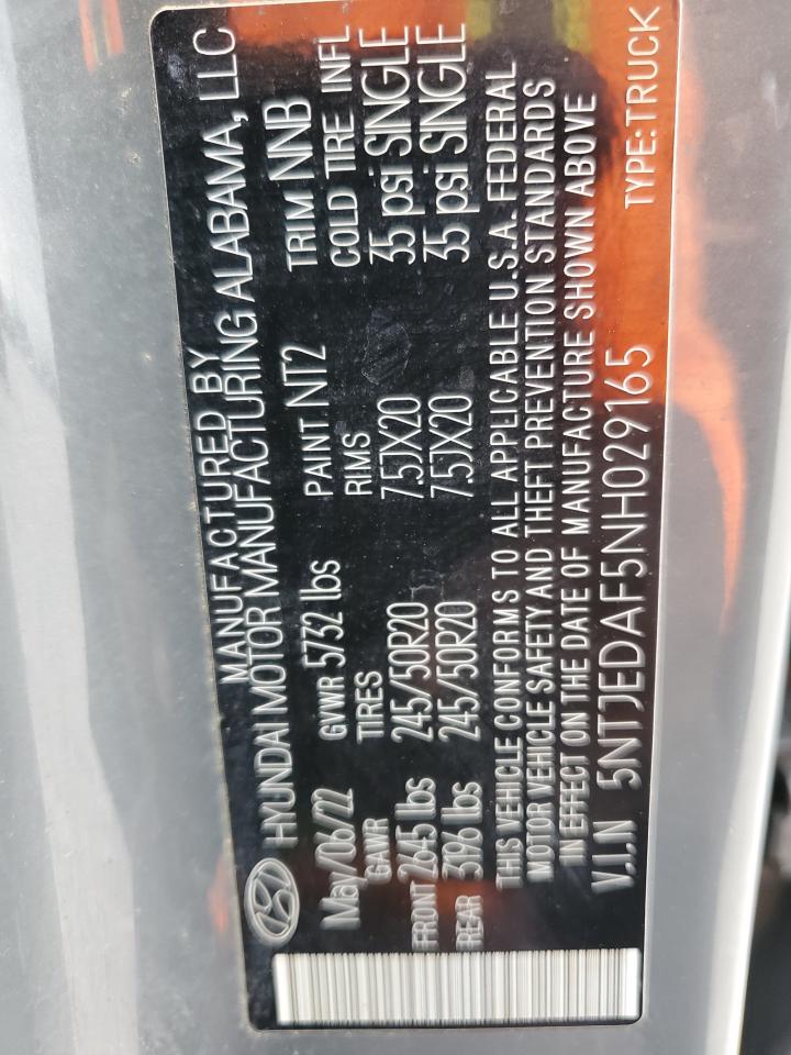 2022 HYUNDAI SANTA CRUZ LIMITED VIN:5NTJEDAF5NH029165