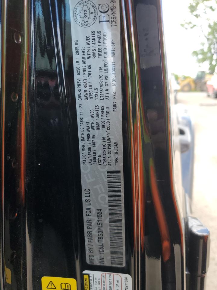 2023 JEEP GLADIATOR RUBICON VIN:1C6JJTBG3PL511554