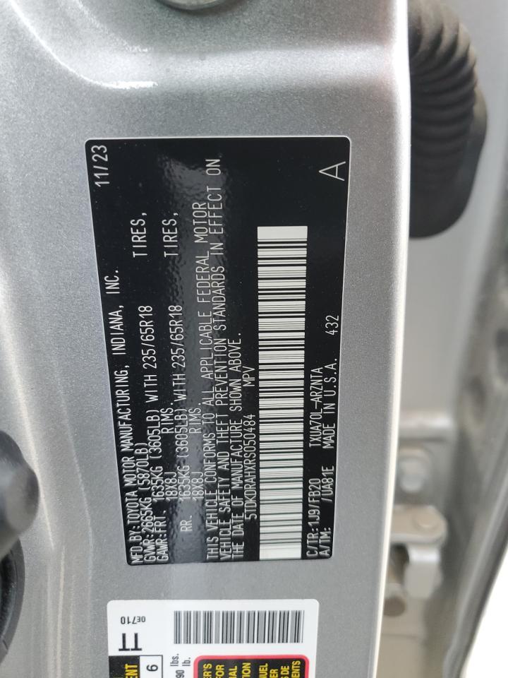 2024 TOYOTA HIGHLANDER LE VIN:5TDKDRAHXRS050484