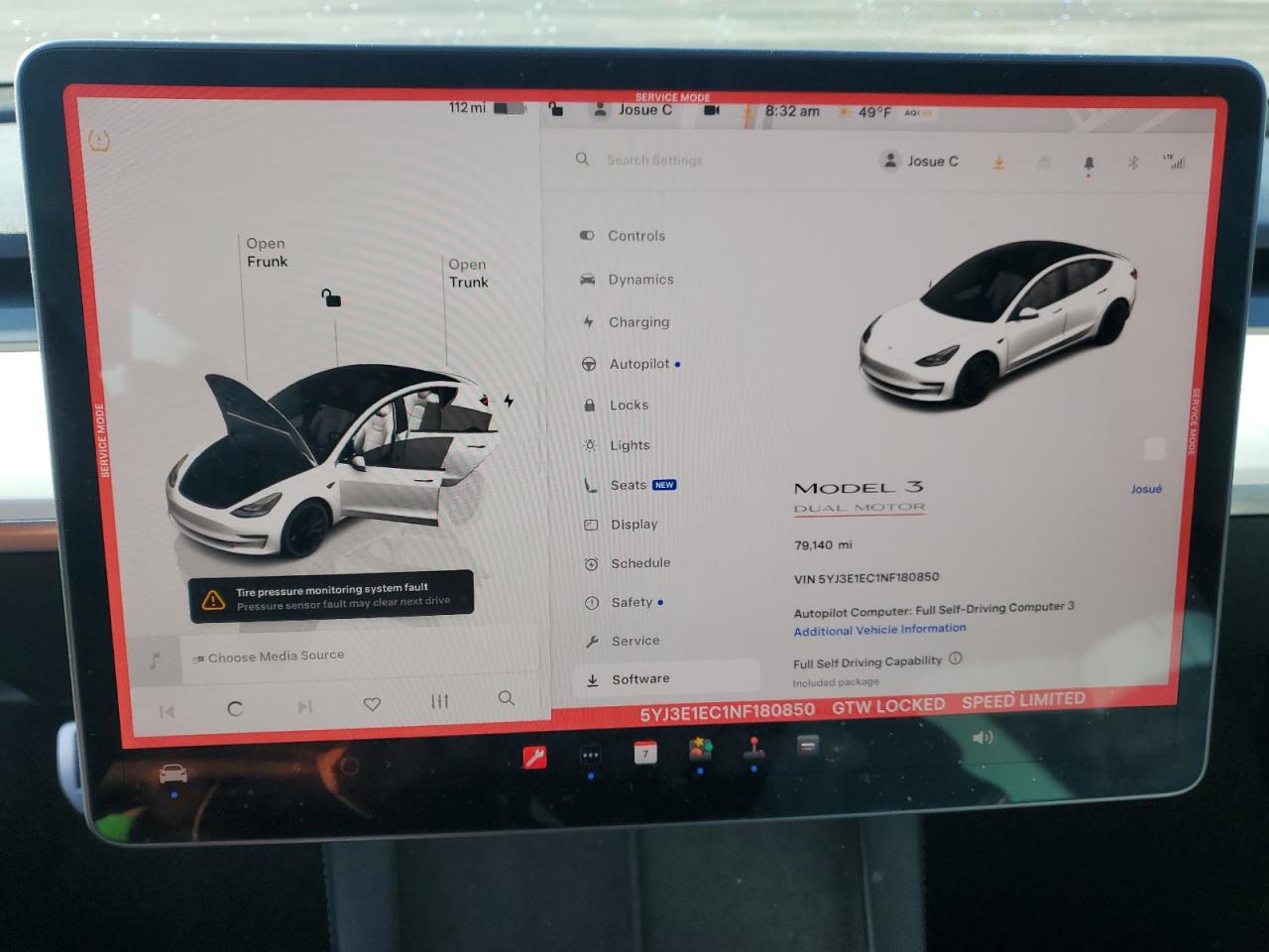 2022 TESLA MODEL 3  VIN:5YJ3E1EC1NF180850
