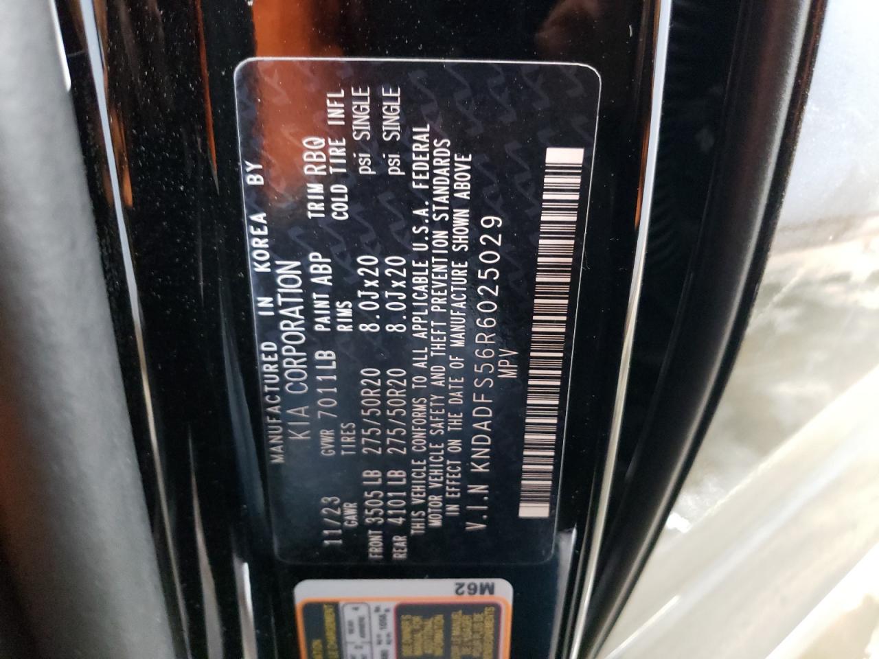 2024 KIA EV9 LAND VIN:KNDADFS56R6025029