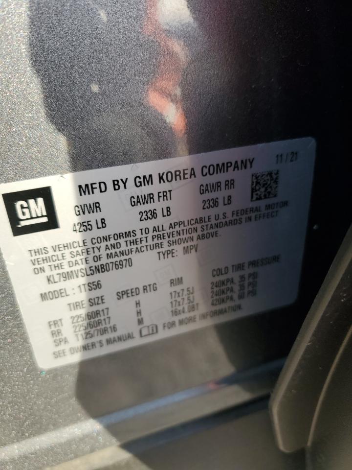 2022 CHEVROLET TRAILBLAZER ACTIV VIN:KL79MVSL5NB076970