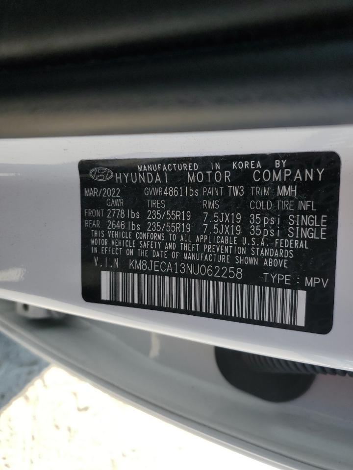 2022 HYUNDAI TUCSON LIMITED VIN:KM8JECA13NU062258