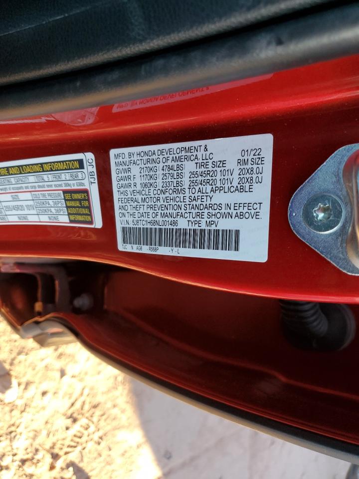 2022 ACURA RDX A-SPEC VIN:5J8TC1H68NL001486