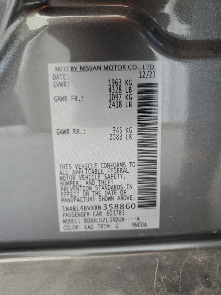 2024 NISSAN ALTIMA S VIN:1N4BL4BVXRN358860