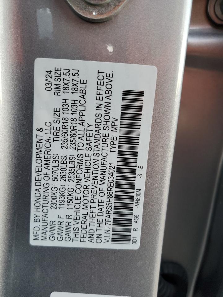 2024 HONDA CR-V SPORT-L VIN:7FARS5H86RE034021