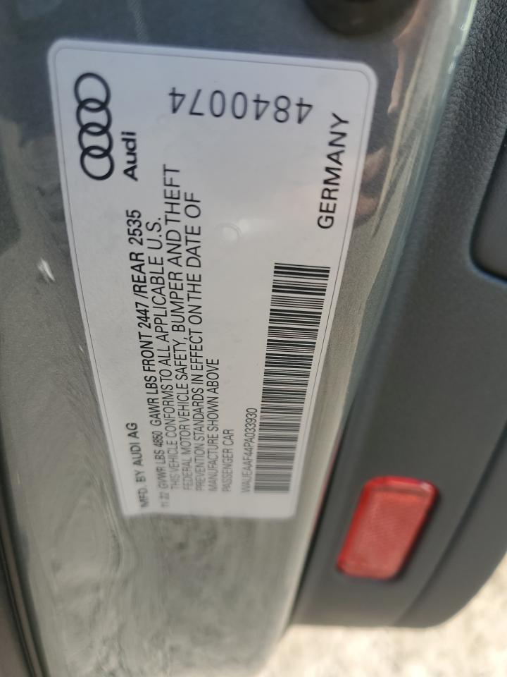 2023 AUDI A4 PREMIUM PLUS 45 VIN:WAUEAAF44PA033930