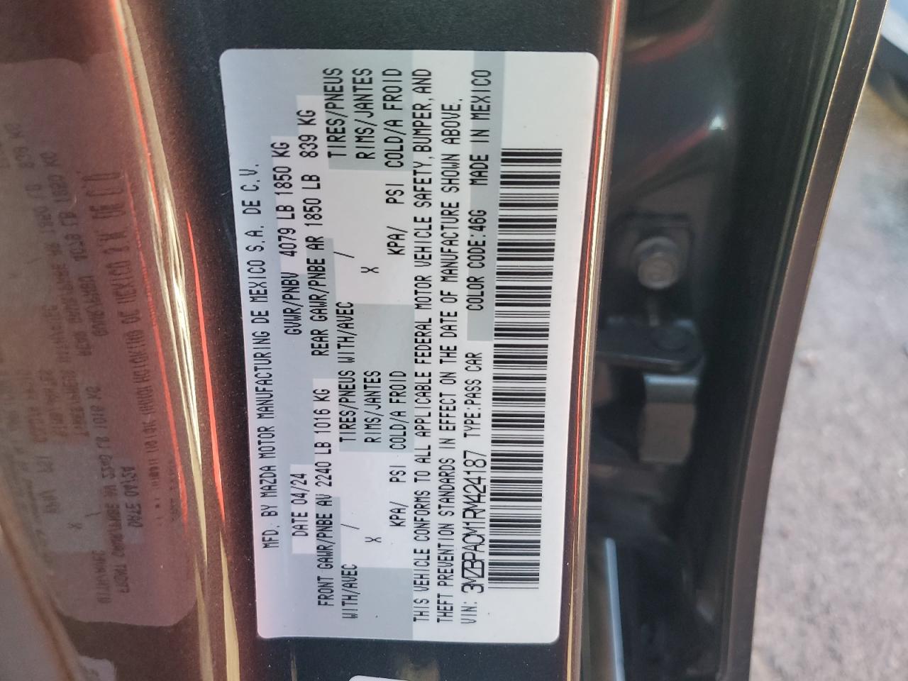 2024 MAZDA 3 PREFERRED VIN:3MZBPACM1RM424187