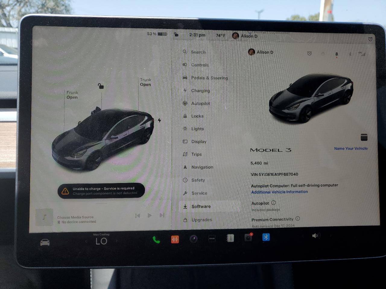 2023 TESLA MODEL 3  VIN:5YJ3E1EA1PF687040