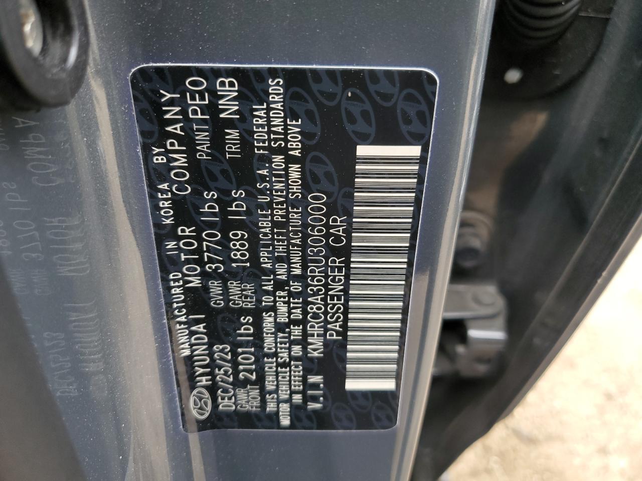 2024 HYUNDAI VENUE SEL VIN:KMHRC8A36RU306000