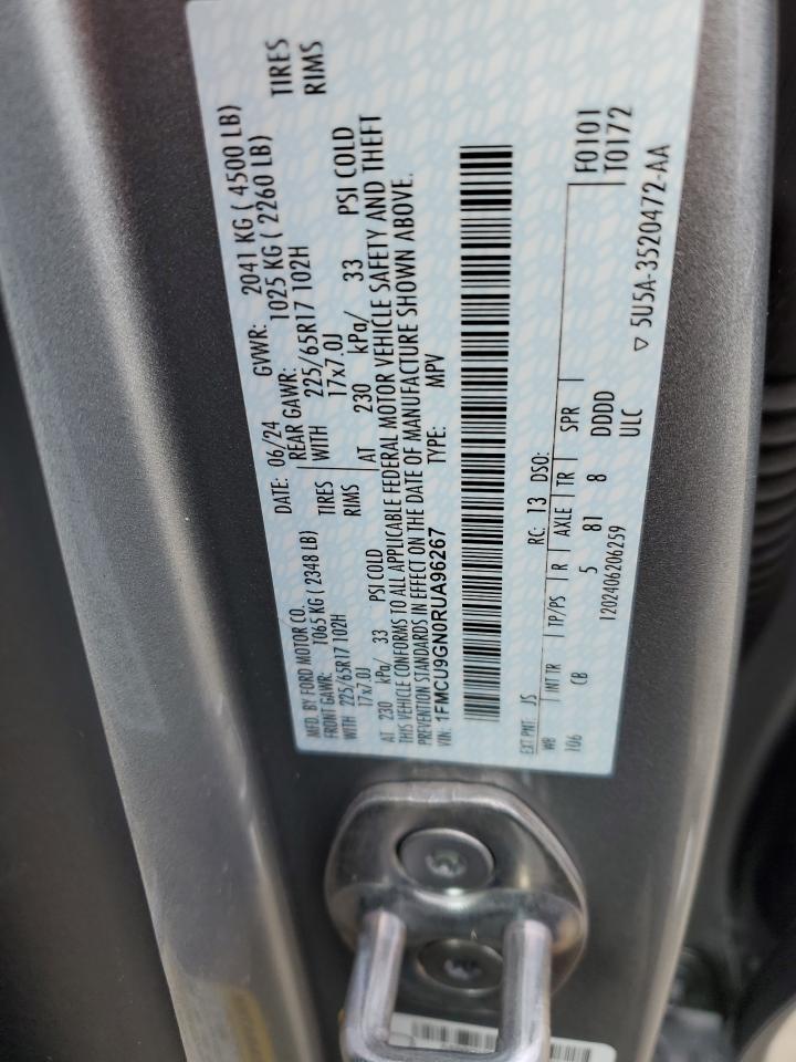 2024 FORD ESCAPE ACTIVE VIN:1FMCU9GN0RUA96267