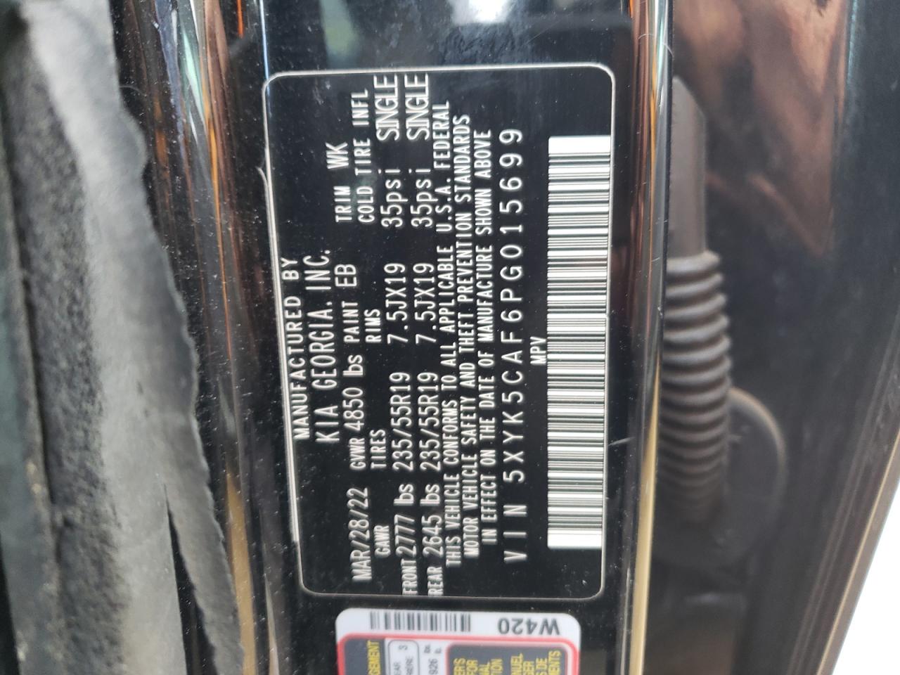 2023 KIA SPORTAGE SX PRESTIGE VIN:5XYK5CAF6PG015699