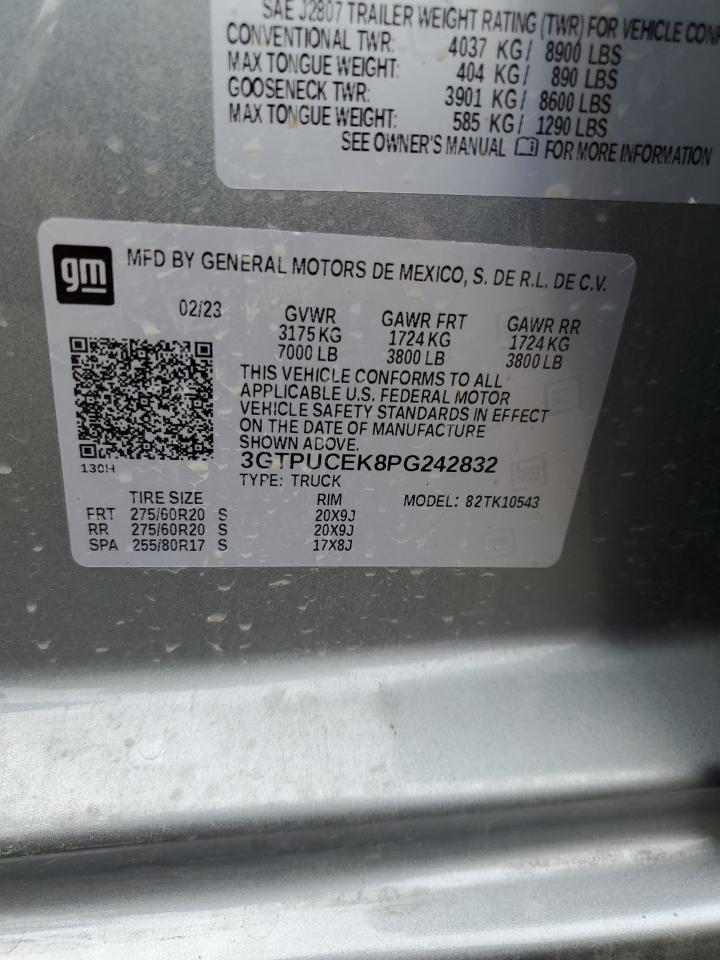 2023 GMC SIERRA K1500 ELEVATION VIN:3GTPUCEK8PG242832