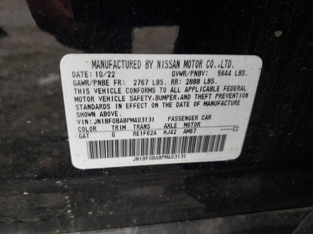 2023 NISSAN ARIYA EVOLVE+ VIN:JN1BF0BA8PM403131