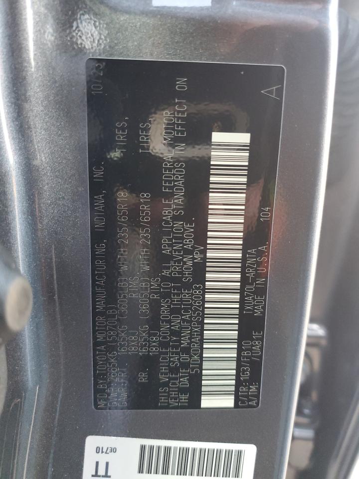 2023 TOYOTA HIGHLANDER L VIN:5TDKDRAHXPS526083