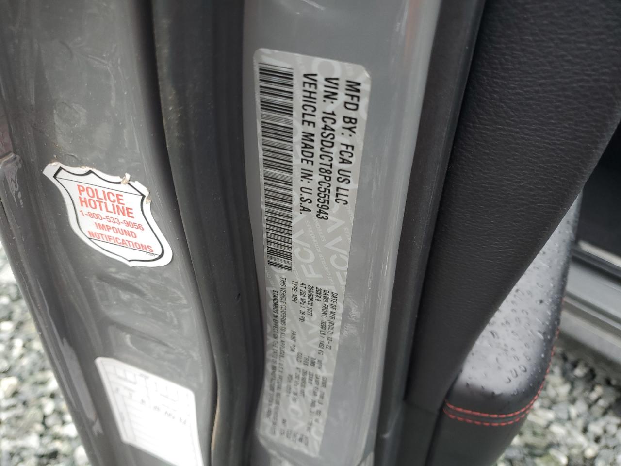 2023 DODGE DURANGO R/T VIN:1C4SDJCT8PC555943