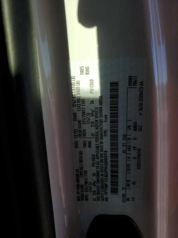 2023 FORD F150  VIN:1FTMF1CB2PKG05574