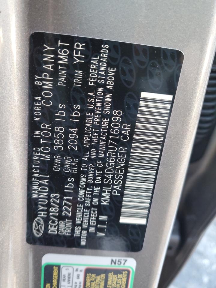 2024 HYUNDAI ELANTRA SEL VIN:KMHLS4DG6RU716098